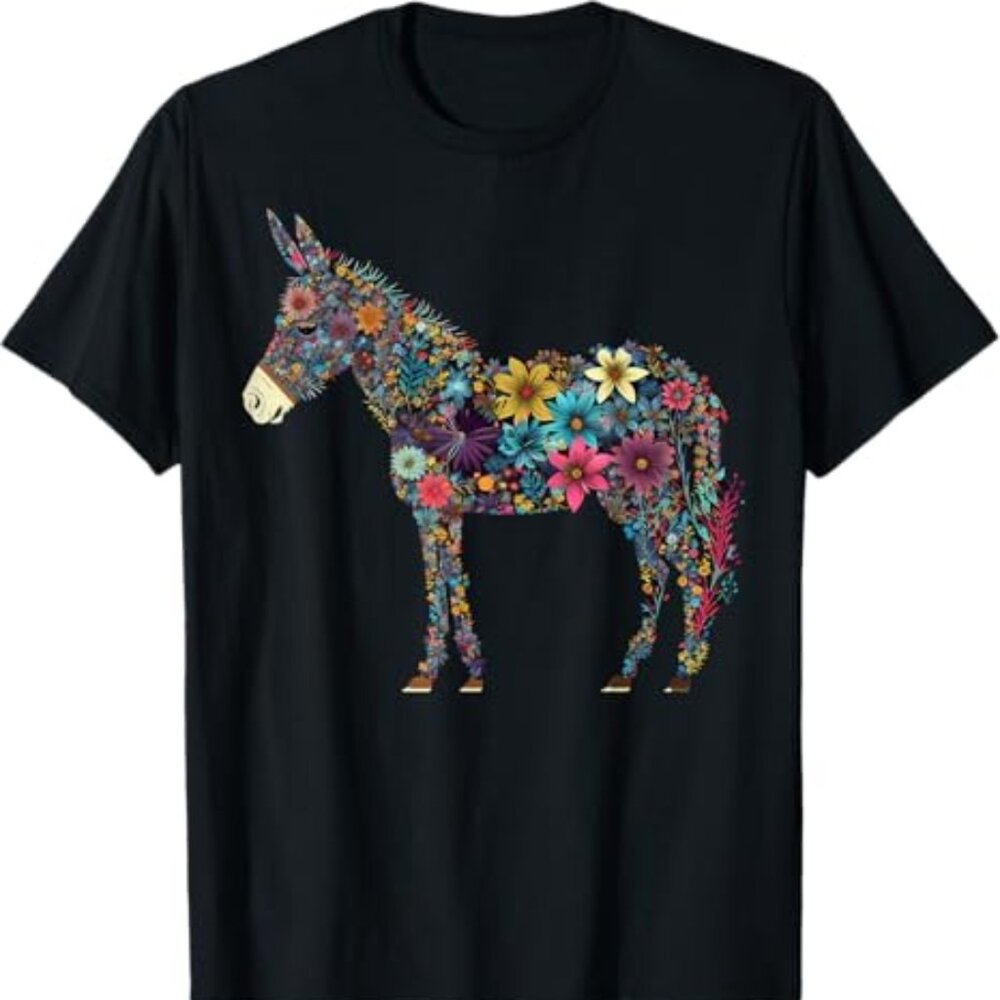 Cute Flower Donkey on summer Floral Donkey T-Shirt